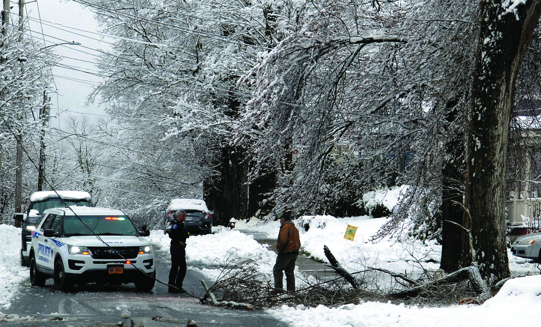 Snow downs trees, lines; thousands without power