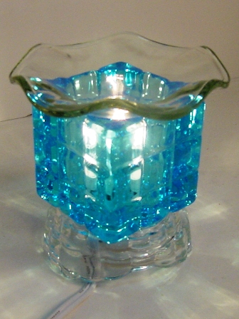 -301b Electric tart burner, oil warmer solid square glass blue