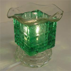 -301g Electric tart burner, oil warmer solid square glass green