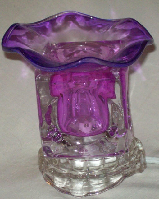 -301pu Electric tart burner, oil warmer solid suare glass purple