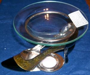 Shoes Tart Burner, oil warmer, pewter  High Heel Black  & Gold #65012