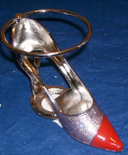 Shoes Tart Burner, oil warmer, pewter  High Heels  lavender & red #65011