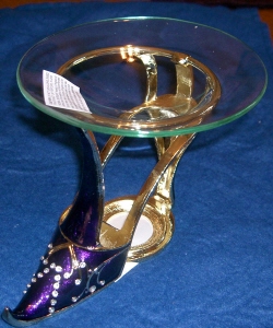 Shoes Tart  Burner, oil warmer, pewter High Heel Purple curl #65004
