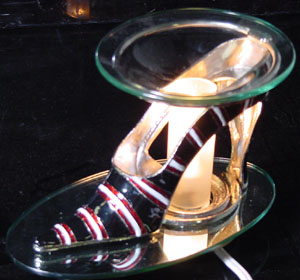 Shoes tart burner, oil warmer, pewter high heels 65018