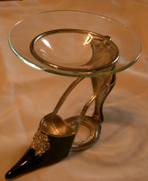 Shoes tart burner, oil warmer, pewter high heels 65025