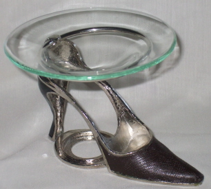 Shoes Tart Burner, oil warmer, pewter High Heels black #65033