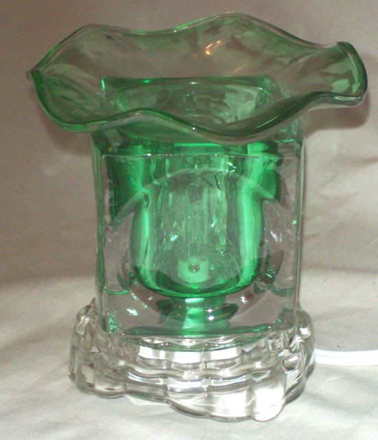 --306g Electric tart burner, oil warmer solid square glass green