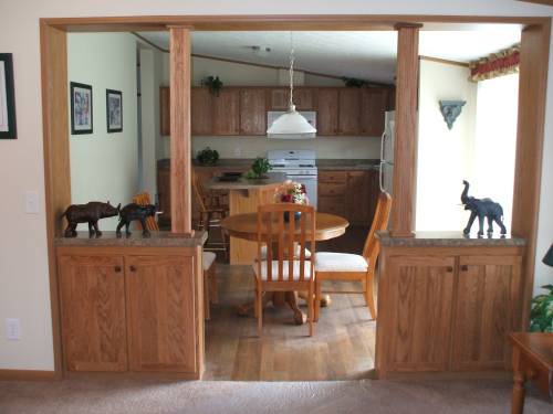 Cabinets and Pillars at Kitchen