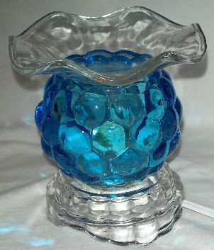 --- 302b Electric tart burner, oil warmer solid round glass blue