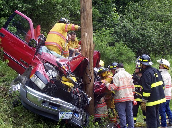 Summit crash snaps pole; man trapped