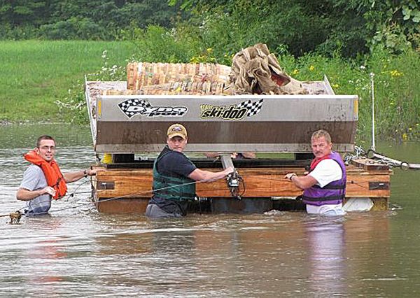 Barbers float sweet corn down the Creek