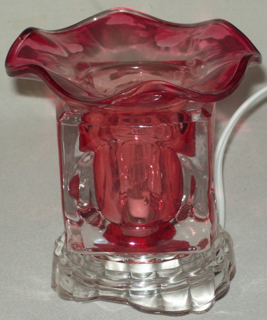 --306r Electric tart burner, oil warmer solid square glass red