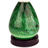 --- 318p Electric tart burner, oil warmer solid round glass green