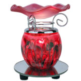 --- 616r Tart burner, oil warmer, round fractal colored red