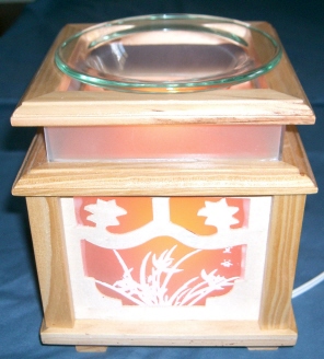 d- Tart Burner & Oil Warmer Electric  Wooden Box     d433  LeafWeeds