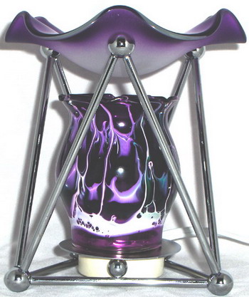 -85304 Tart Burner & Oil Warmer Electric Metal & Purple Glass Night Light, w/fractal coloring