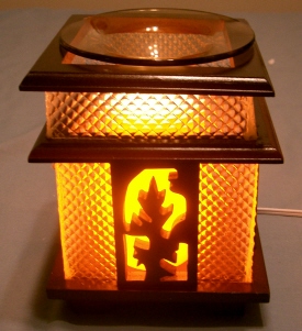 d- Tart Burner, Oil Warmer Electric Wooden Box  Night Light, d418 (glass sides)