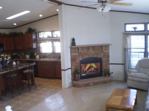 Corner fireplace feature