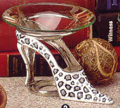 Shoes tart burner oil warmer high heels white leapard 65019