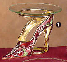 Shoes tart burner, oil warmer, pewter high heels red w/deco #65001
