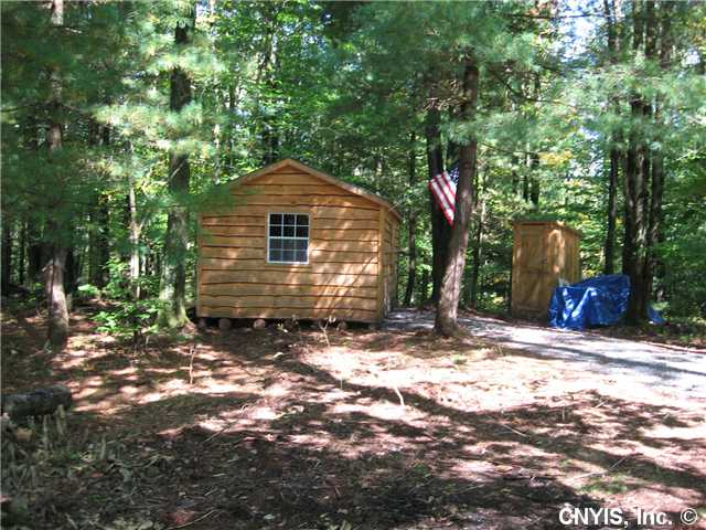 Very nice recreational land with cabin, bunk house, shed and outhouse,1 mile back in the woods. The property borders Stone Hill State Forest for hunting, hiking etc.,you can snowmobile, ATV from the cabin.Located close to Salmon River and reservoir for fishing and boating. Many trout streams also in the area. It