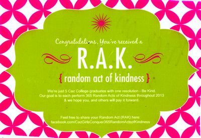 Caz Girls spread Random Acts of Kindness