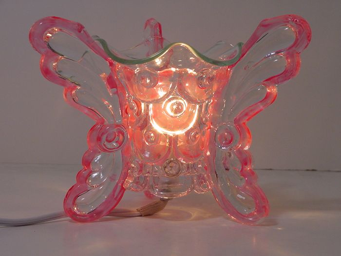 1Tart burner, oil warmer, Pink Butterfly glass e59pk