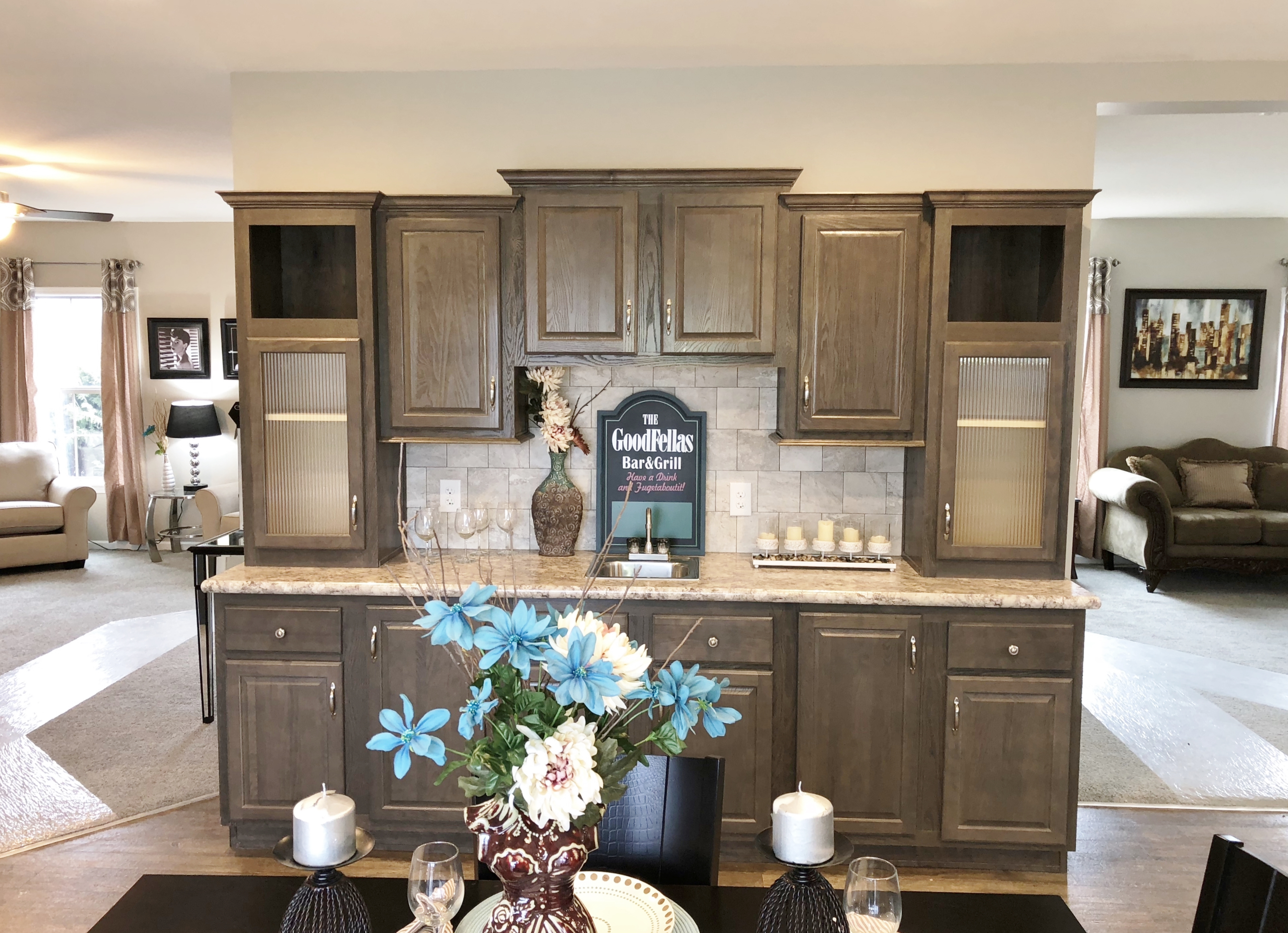 Displayed with Wet Bar on Dining Room Wall