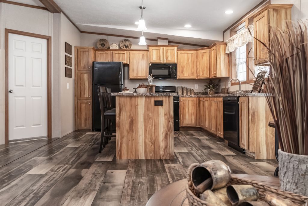 Kitchen Shown With Hickory Cabinets , Our Model Has Barnwood