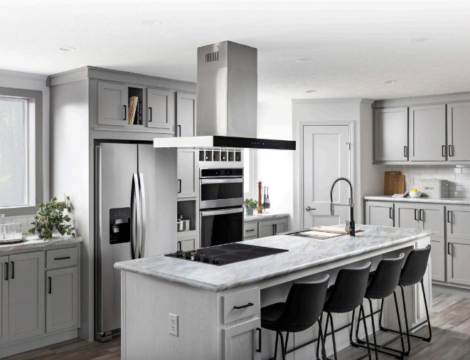 Shown With Gray Cabinets, Model Has White and Peppercorn