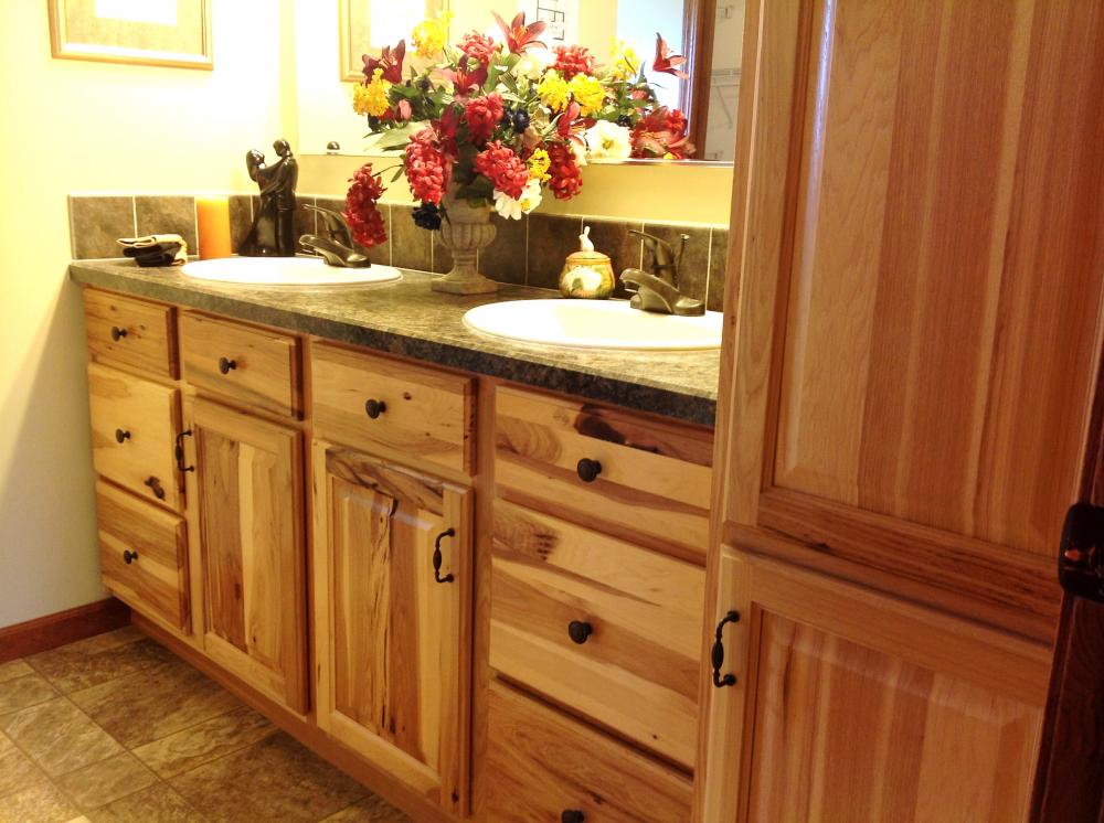 Double Vanity and Linen Hickory