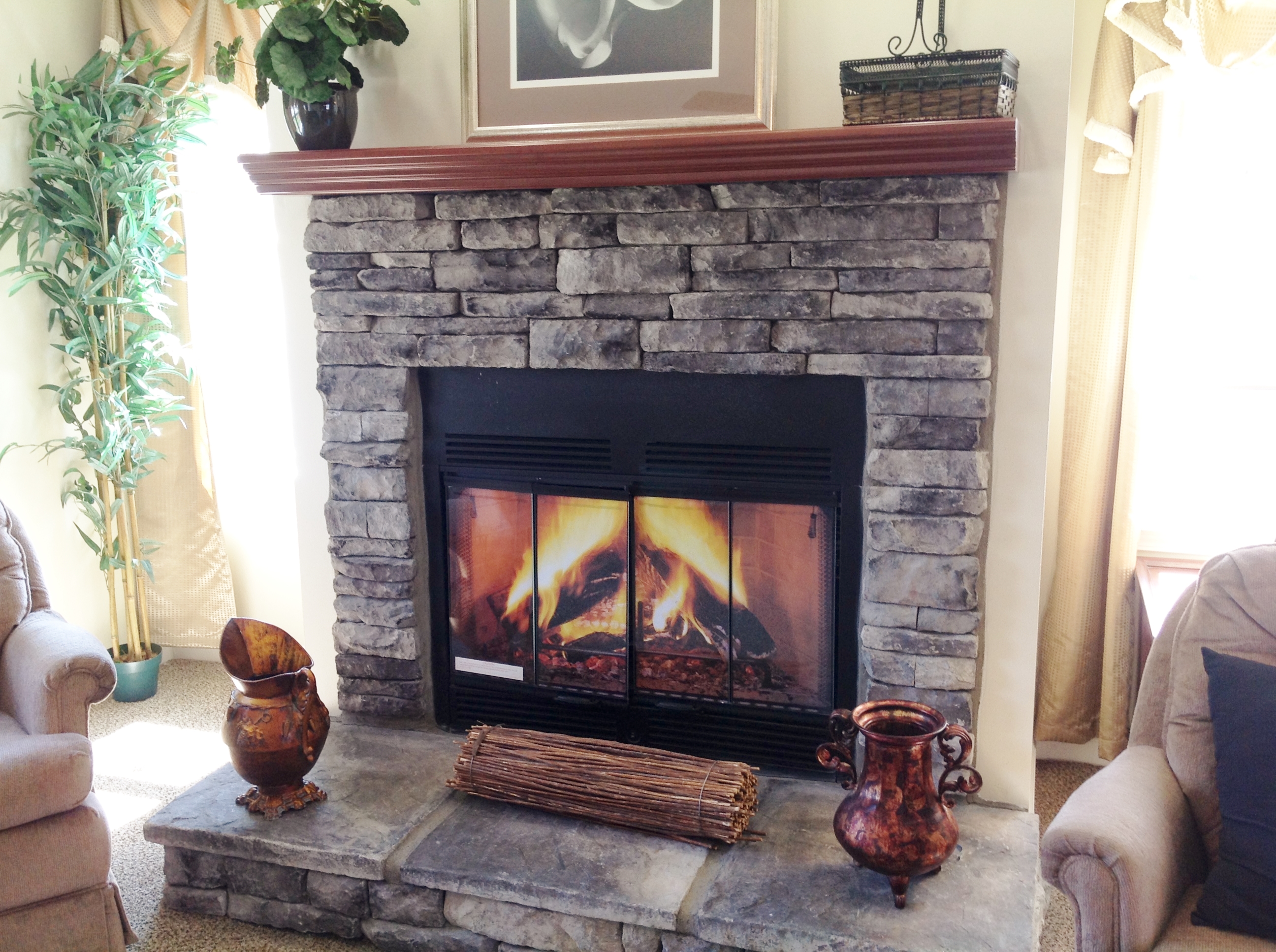 Recessed Windows at Fireplace