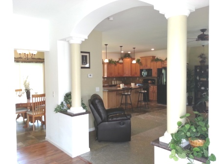 Archway from front door to living room.