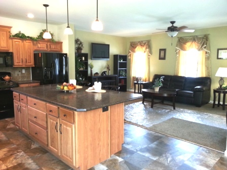 View from the kitchen into living room.