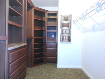 Storage in master bedroom closet.