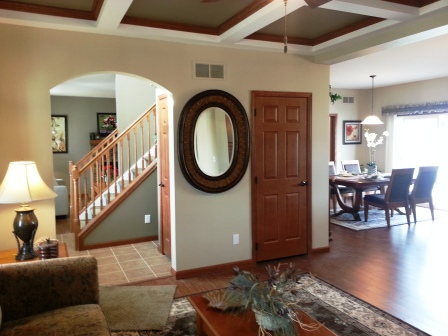 From the family room, foyer is on the right, dining/nook to the left.