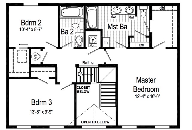 Second floor, standard plan.